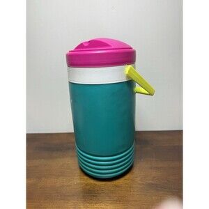 VINTAGE Igloo 1 Gallon H20 Water Cooler Pink Yellow Teal ORIGINAL  90s Y2K